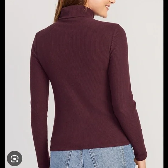 Plush, Ribbed, Fitted Turtle Neck - Picture 2 of 2